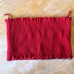 Red Ribbed Cotton Tube Top